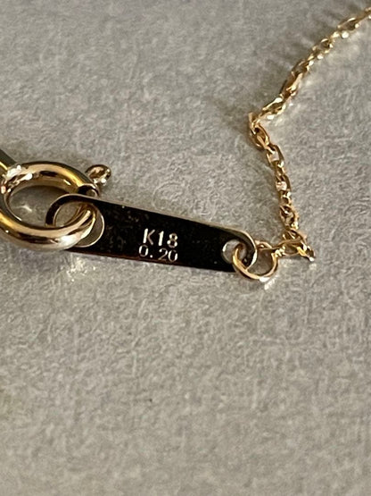 Agete K18 gold necklace with 0.2 carat diamond pendant on a 40 cm chain