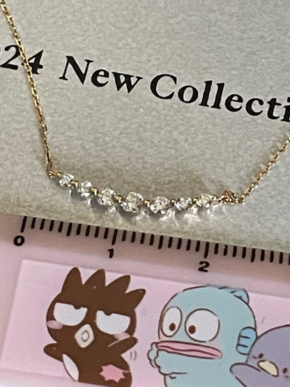 Agete K18 gold necklace with 0.2 carat diamond pendant on a 40 cm chain