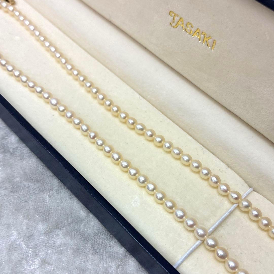 TASAKI pearl necklace with diamond charm in 18K gold, 39.5 cm length, displayed on white background