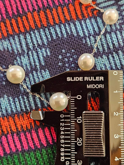 New unused Pt950 Akoya pearl station necklace approximately 70cm length with 4.5 to 8.5mm pearls