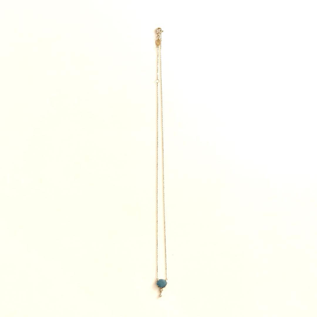 Agete Rare Opal Necklace with 10K gold 40cm chain featuring opal and diamond accents