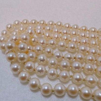 Silver Acoya 2-strand baby pearl necklace with 4.4-4.8mm pearls and 123cm chain length