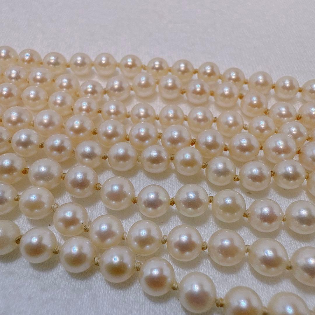 Silver Acoya 2-strand baby pearl necklace with 4.4-4.8mm pearls and 123cm chain length