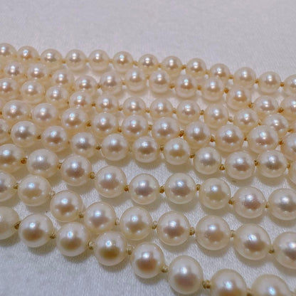 Silver Acoya 2-strand baby pearl necklace with 4.4-4.8mm pearls and 123cm chain length