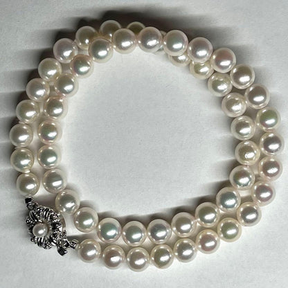 Akoya pearl necklace with certified 7.5-8.0 mm pearls on a 43.5 cm strand