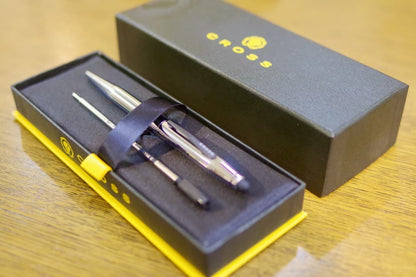Kuro Cross Classic Century ballpoint pen in chrome with metal body and smooth oil-based ink