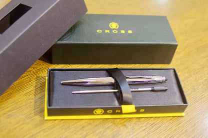 Kuro Cross Classic Century ballpoint pen in chrome with metal body and smooth oil-based ink