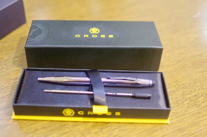 Kuro Cross Classic Century ballpoint pen in chrome with metal body and smooth oil-based ink