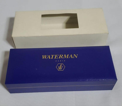 Unused WATERMAN ballpoint pen with original box showing some dirt on cover