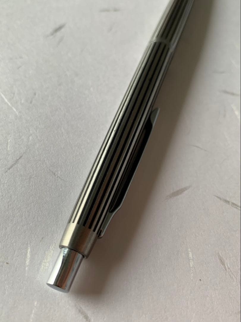 PILOT ballpoint pen with silver stripe engraving, showing front and side views