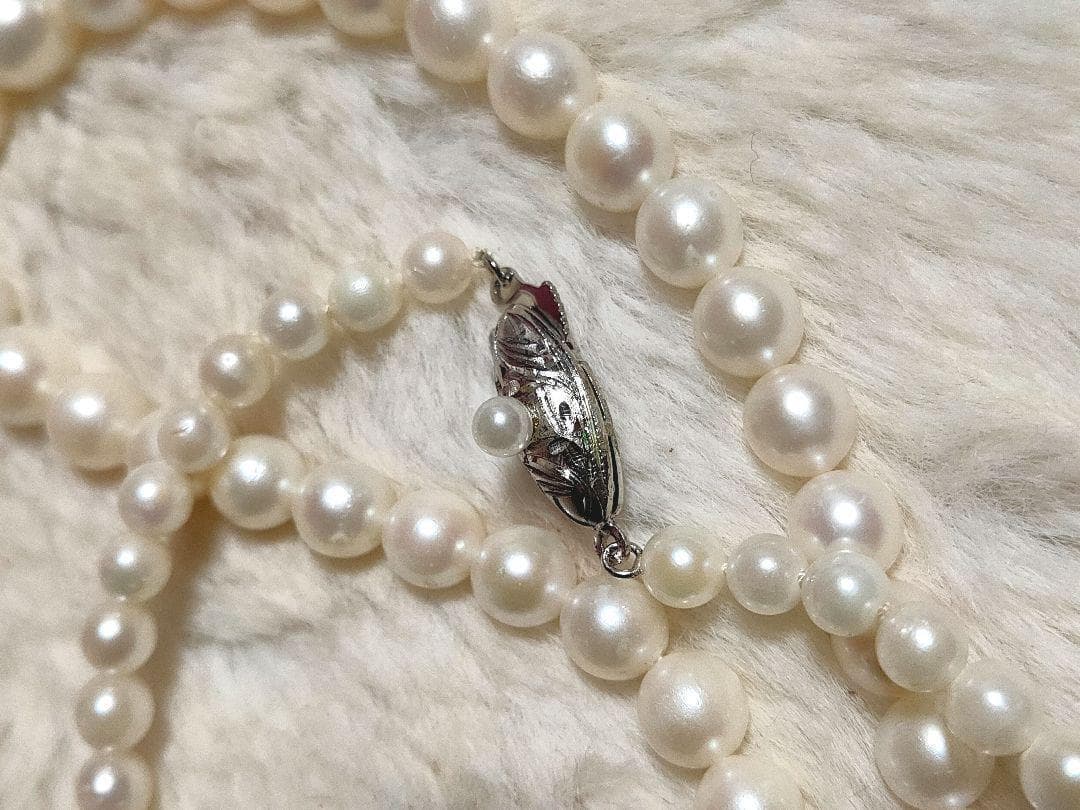 C Akoya pearl gradient necklace with silver chain and 3.8 to 7.2mm baby pearls, 44cm length