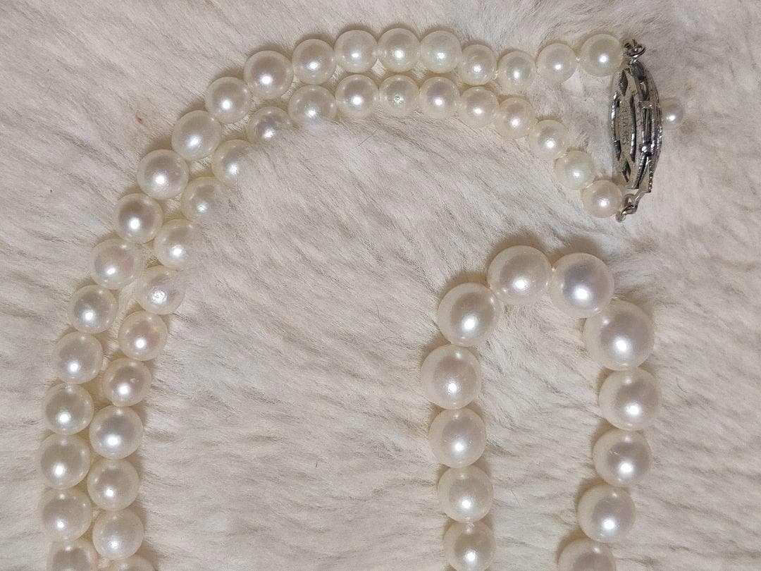 C Akoya pearl gradient necklace with silver chain and 3.8 to 7.2mm baby pearls, 44cm length