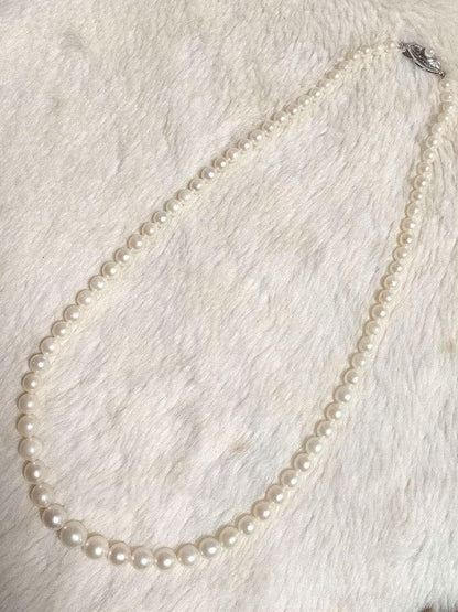C Akoya pearl gradient necklace with silver chain and 3.8 to 7.2mm baby pearls, 44cm length