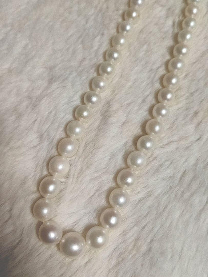 C Akoya pearl gradient necklace with silver chain and 3.8 to 7.2mm baby pearls, 44cm length