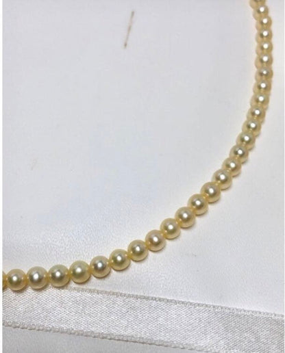 Baby pearl necklace featuring round Akoya pearls in K18 gold color, 39cm length, pearl size 4.0-4.5mm