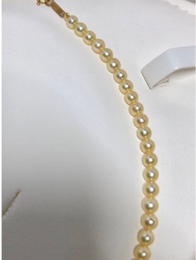 Baby pearl necklace featuring round Akoya pearls in K18 gold color, 39cm length, pearl size 4.0-4.5mm