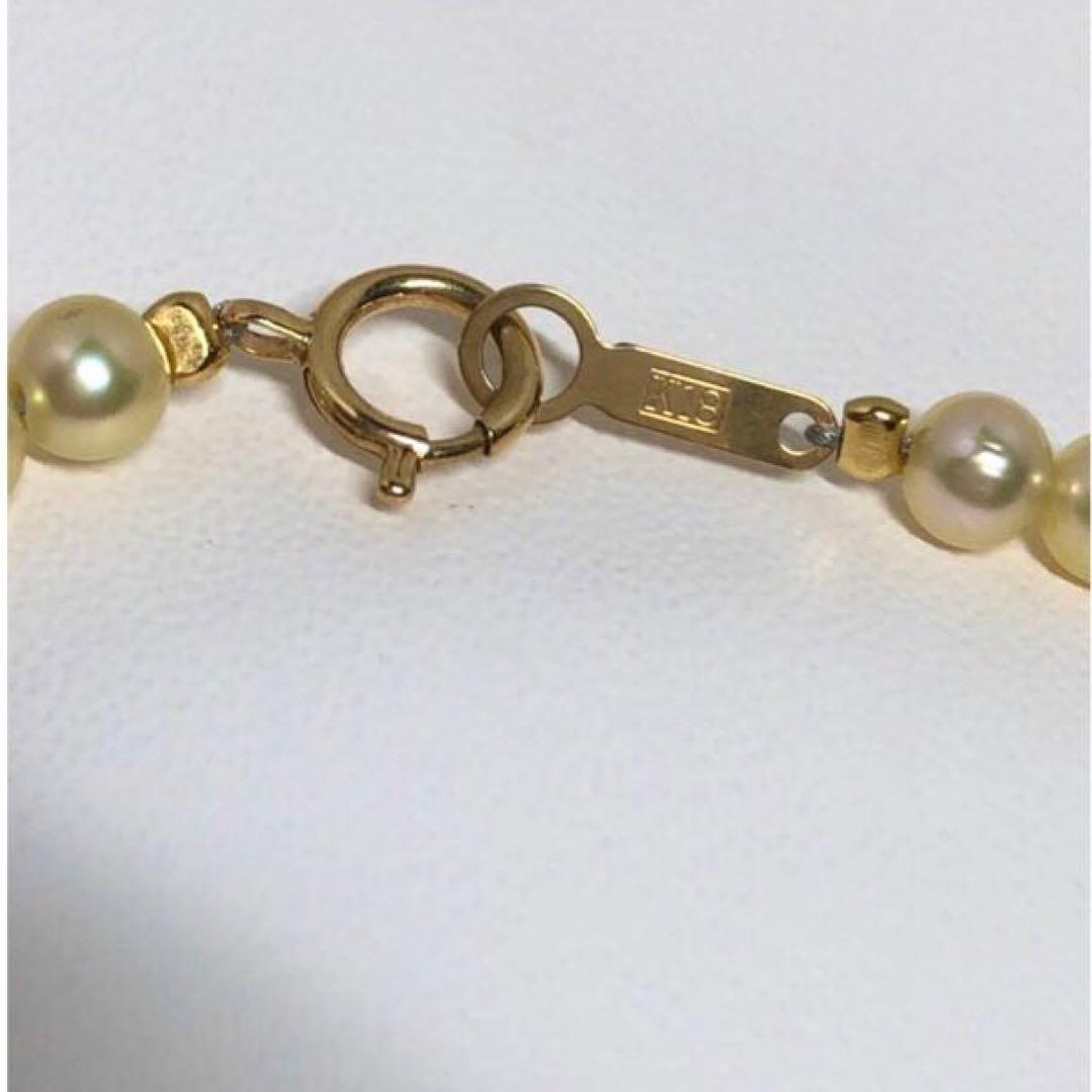 Baby pearl necklace featuring round Akoya pearls in K18 gold color, 39cm length, pearl size 4.0-4.5mm