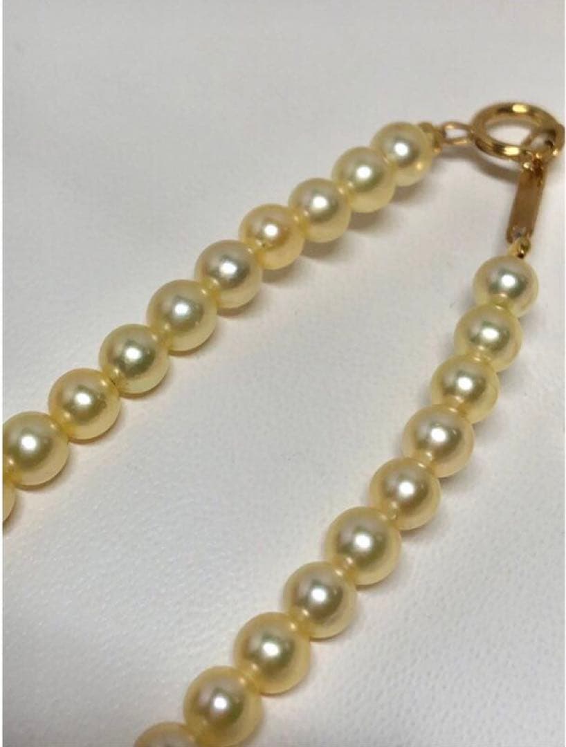Baby pearl necklace featuring round Akoya pearls in K18 gold color, 39cm length, pearl size 4.0-4.5mm