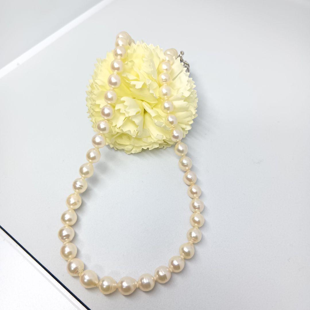 Aqua Pearl Baroque Pearl Necklace with SILVER刻印 20, 40 cm length and 7 mm baroque pearls