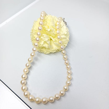 Aqua Pearl Baroque Pearl Necklace with SILVER刻印 20, 40 cm length and 7 mm baroque pearls