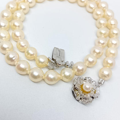 Aqua Pearl Baroque Pearl Necklace with SILVER刻印 20, 40 cm length and 7 mm baroque pearls