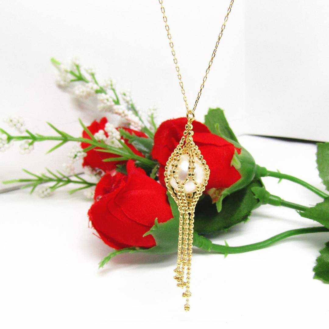 Akoya pearl pendant necklace with 8mm pearl on K18 18 karat gold chain 40 cm length