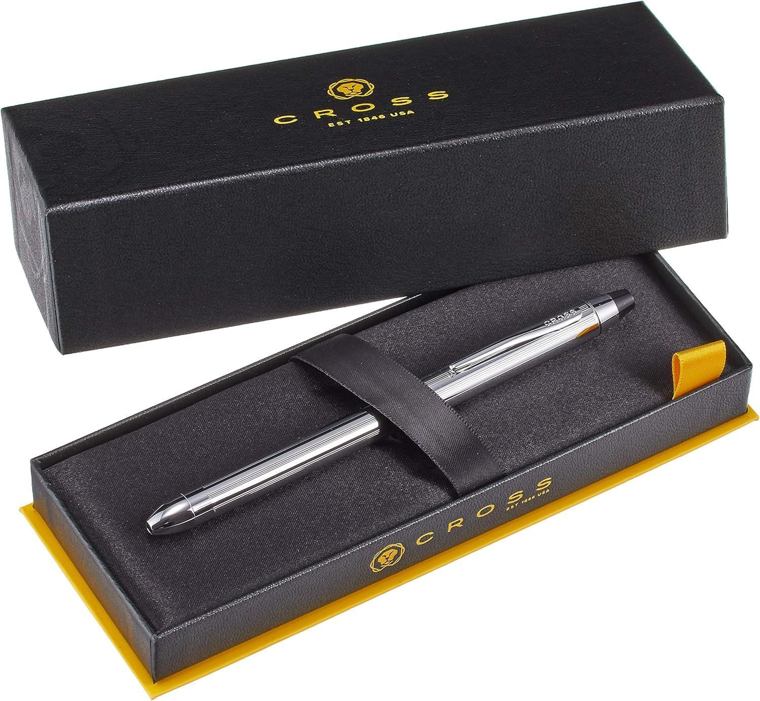 Cross Texree Re-nyu-al multi-function pen in chrome with ballpoint, pencil, and stylus parts