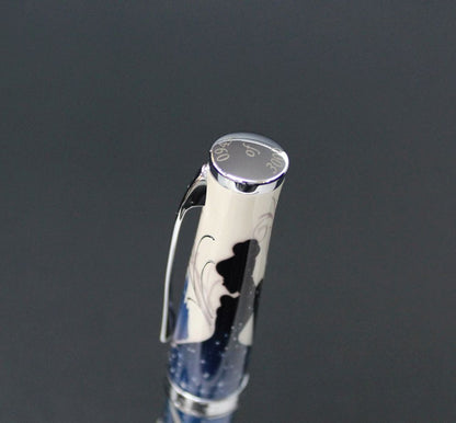 CROSS Cinderella Limited Edition ballpoint pen with silver and blue finish, cap on, displaying classic elegant design