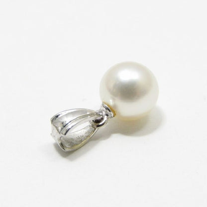 Tasaki Pearl Pendant Top with 6.96mm round pearl and small silver vatican mount