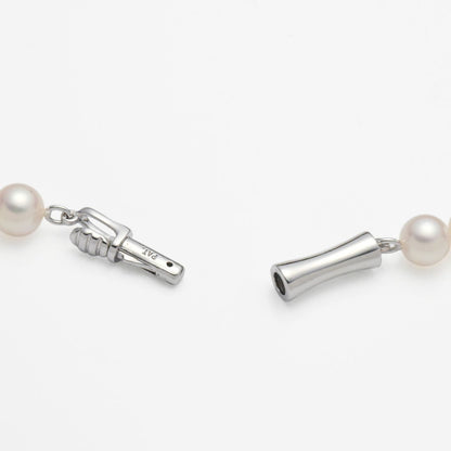 Akoya pearl necklace with small 5.5-6mm pearls on a 42cm strand featuring a silver clasp