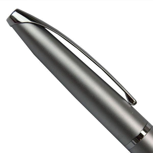 Cross ATX Matte Chrome fountain pen with fine nib, closed and open length shown, sleek silver finish