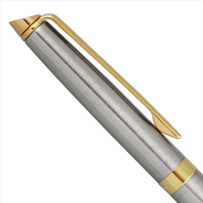 WATERMAN Metropolitan Essential Stainless Steel GT fountain pen with satin brass body and 23 karat gold plated trim