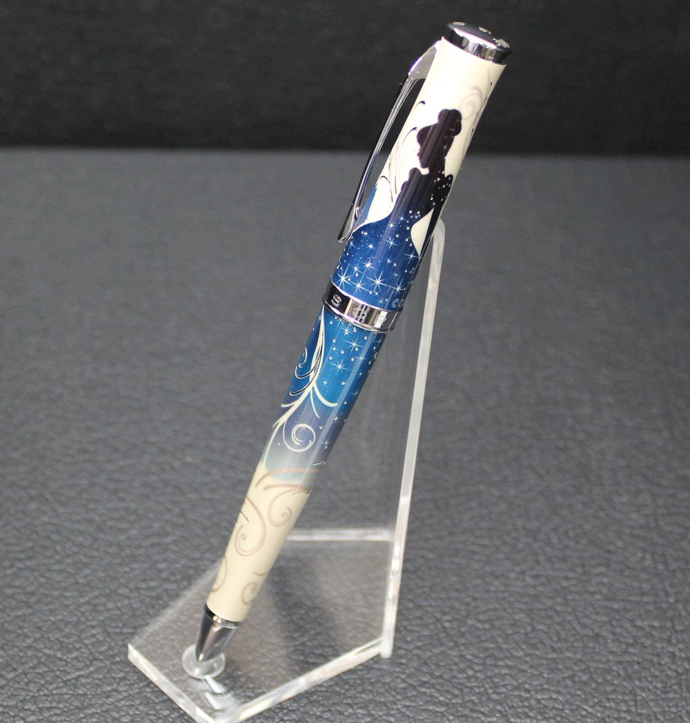 CROSS Cinderella Limited Edition ballpoint pen with silver and blue finish, cap on, displaying classic elegant design