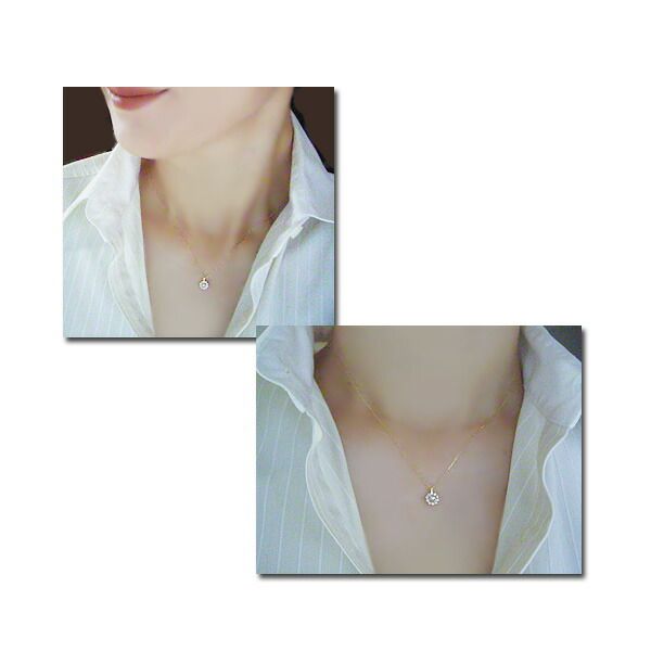 18K gold necklace with 3mm baby Akoya pearl and 10 small diamonds on a delicate chain model tc-0129