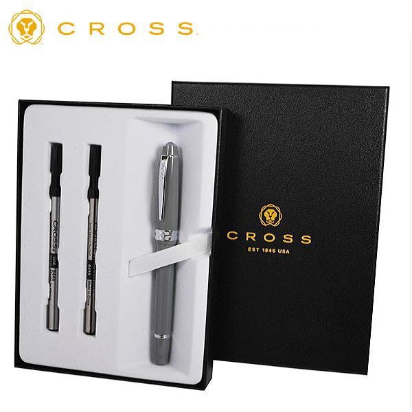 Limited Quantity CROSS Bailey Light Gray Ballpoint Pen gift set with twist mechanism and chrome accents