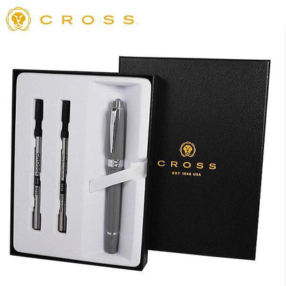 Limited Quantity CROSS Bailey Light Gray Ballpoint Pen gift set with twist mechanism and chrome accents