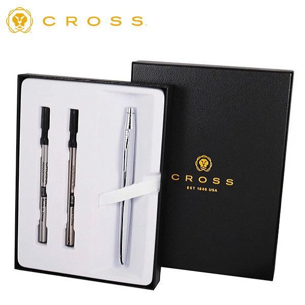 Limited Edition Cross rollerball pen with brass chrome finish and refill in gift set