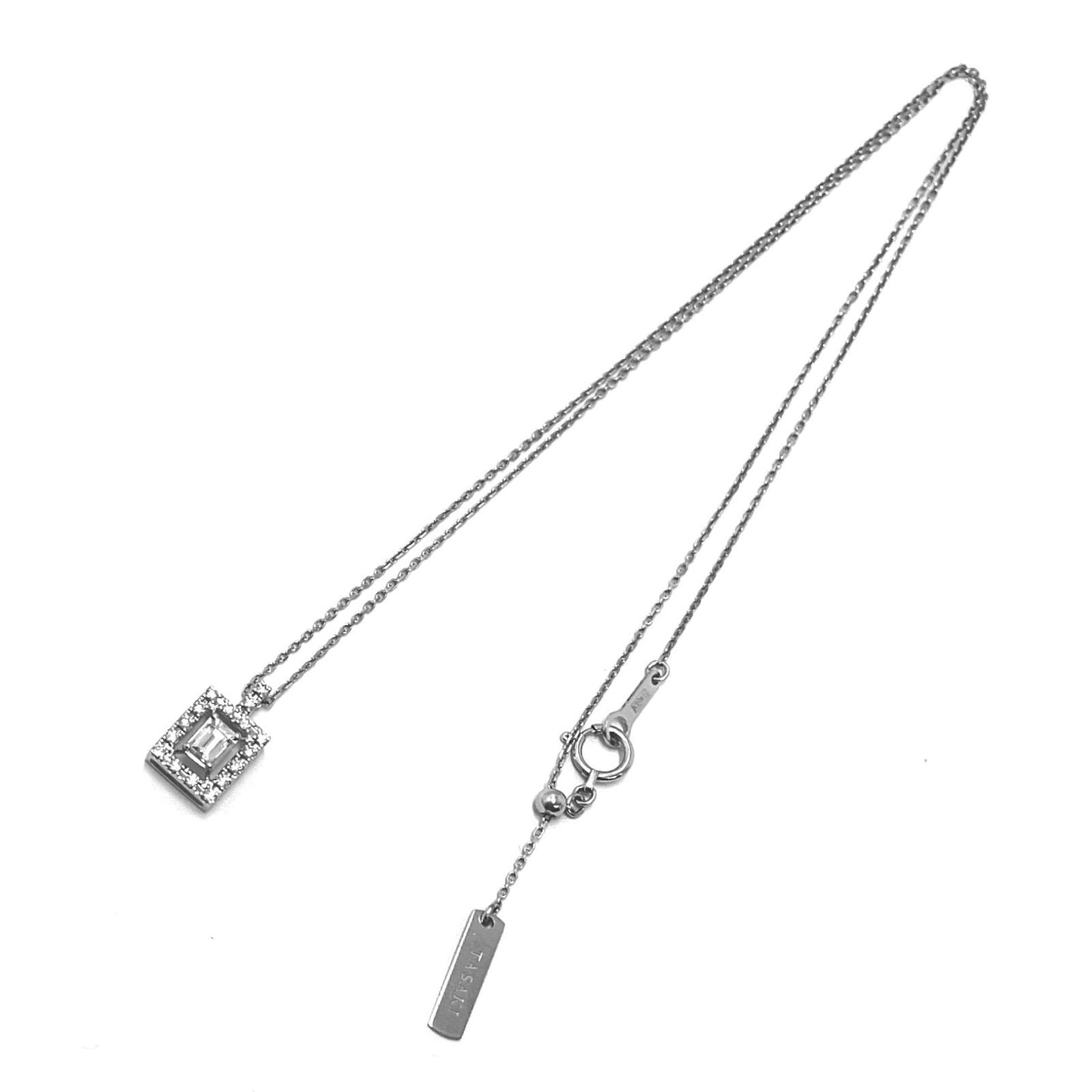 Tasaki diamond necklace 0.33ct set in K18 white gold with 44cm chain and 13.3x8.0mm pendant
