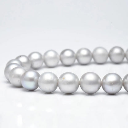 Akoya pearl necklace 8-8.5mm with dyed gray freshwater pearl necklace set displayed on white background