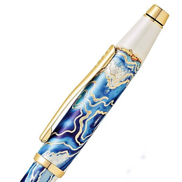 CROS Wonderlust Malta fountain pen with black barrel and silver accents shown at an angle