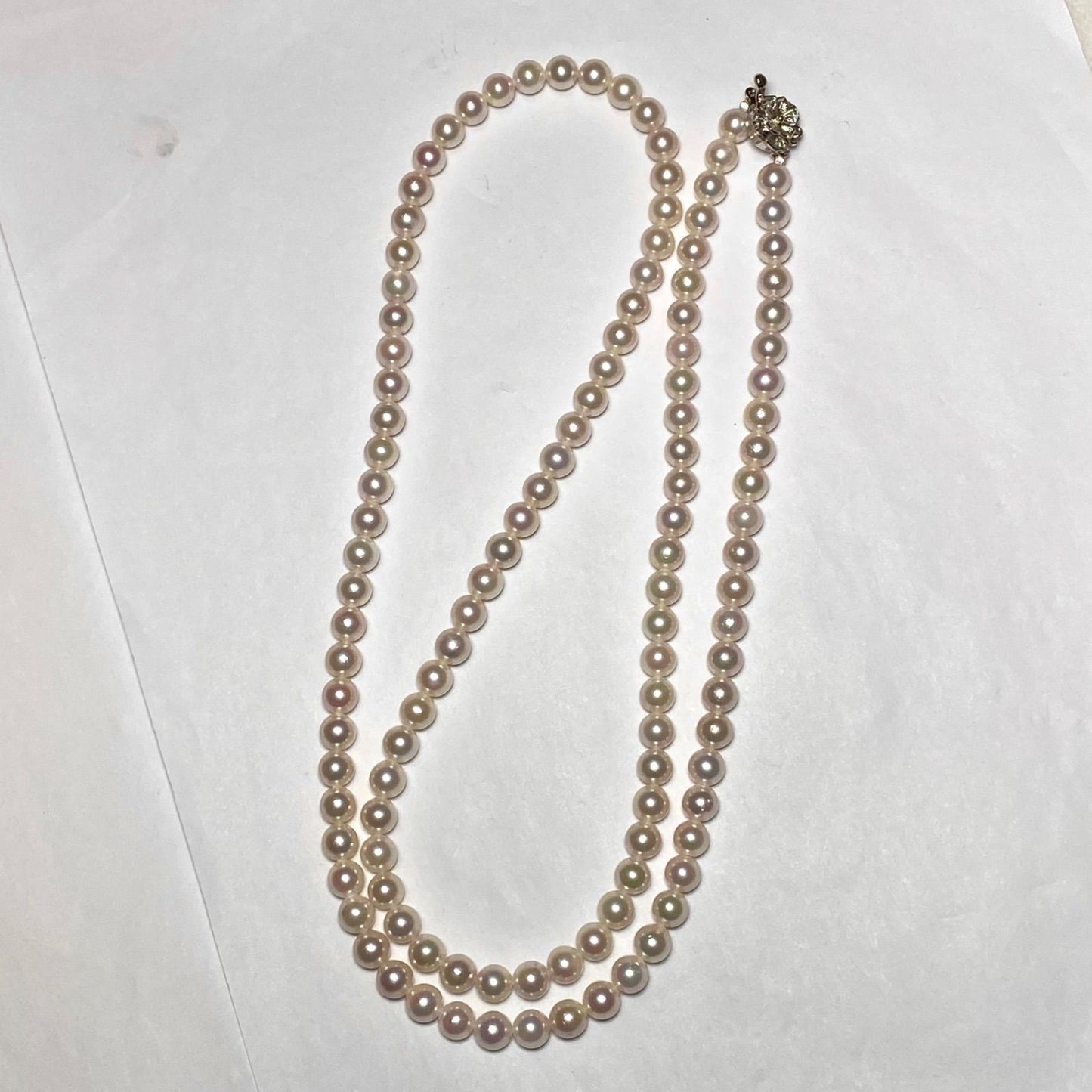 Akoya pearl Tenyo Class long necklace with 6.5-7.0mm pearls measuring 80cm