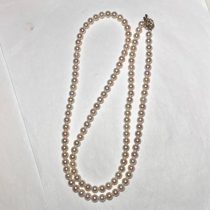 Akoya pearl Tenyo Class long necklace with 6.5-7.0mm pearls measuring 80cm