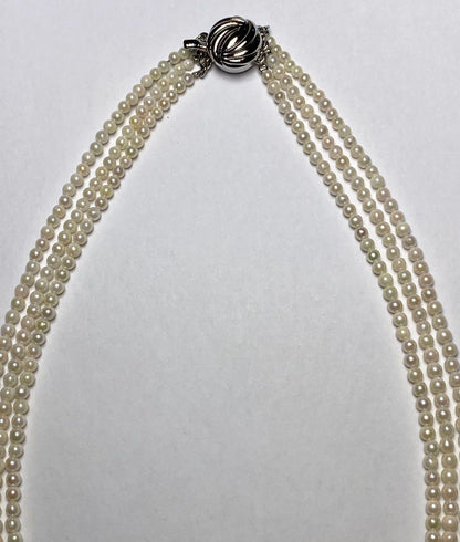 Akoya pearl baby pearl necklace 3-strand with 3.0-3.5mm pearls in three length options