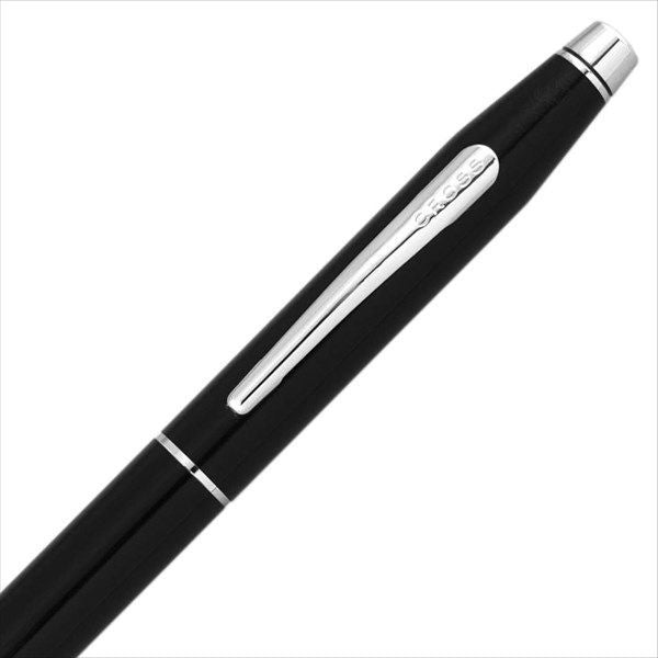 Limited Quantity Cross Gift Set rollerball pen with black lacquer finish and brass chrome clip, capped and uncapped views