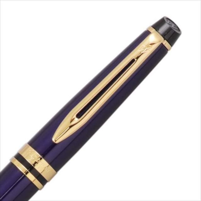 WATERMAN Expert Essential Bluish Blue GT ballpoint pen with gold trim and sleek design
