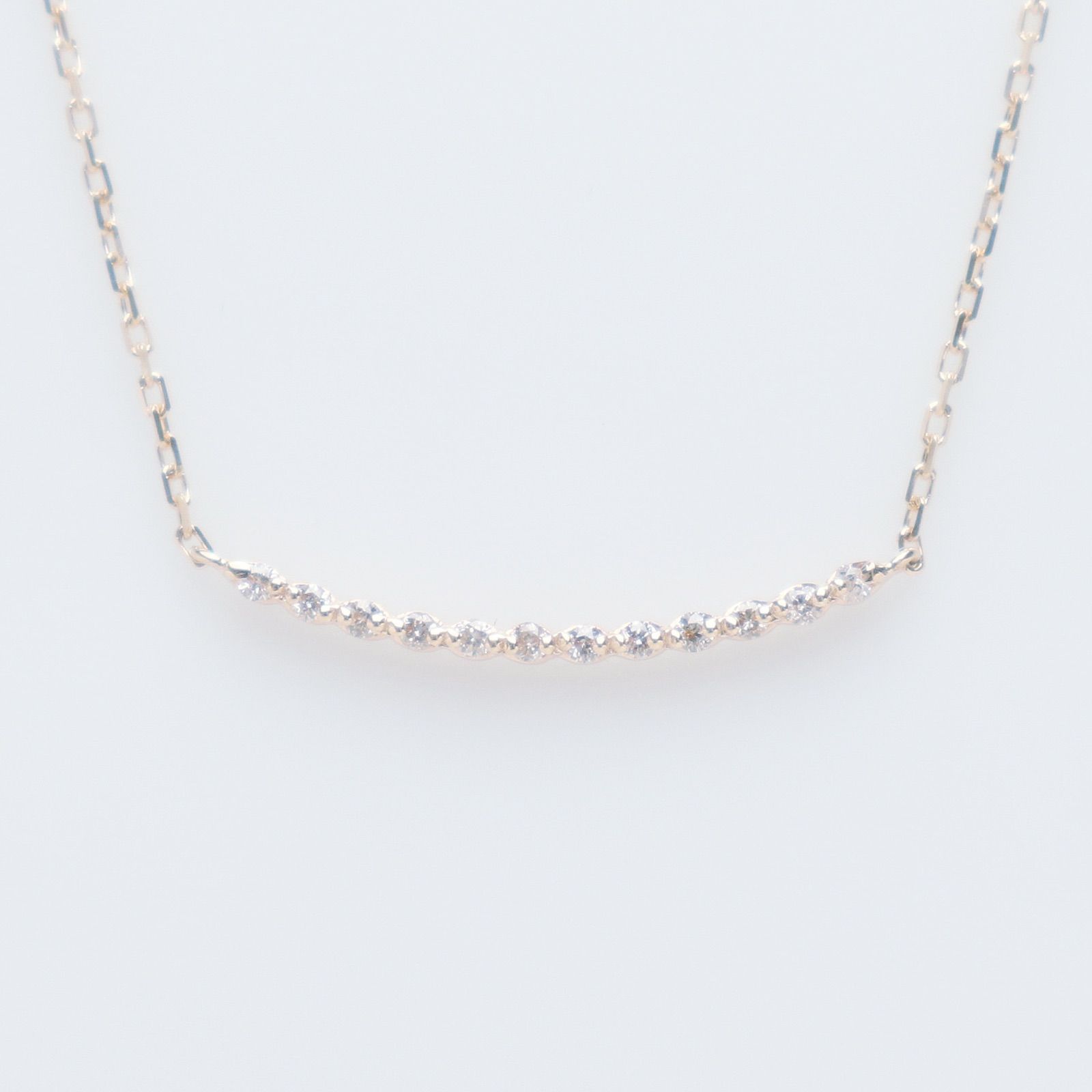 Agete K10 gold necklace featuring a 0.06ct diamond charm with 36cm chain from the early 2000s