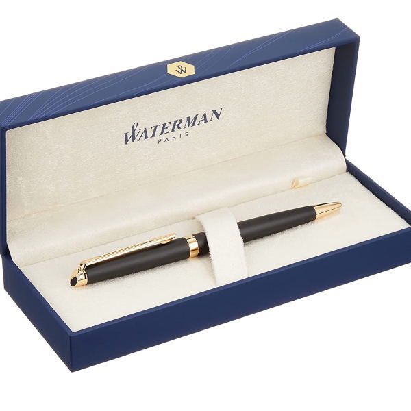 Waterman Metropolitan Essential Black GT oil-based ballpoint pen, 135mm length, black with gold trim