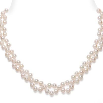 Akoya pearl necklace with 6-6.5mm pearls braided on silver and gold-plated alloy measuring approximately 45cm