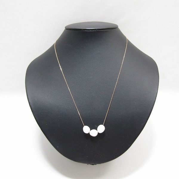 agete pearl necklace made of 10 karat gold K10 weighing 4.1g with adjustable 48cm chain in gold color