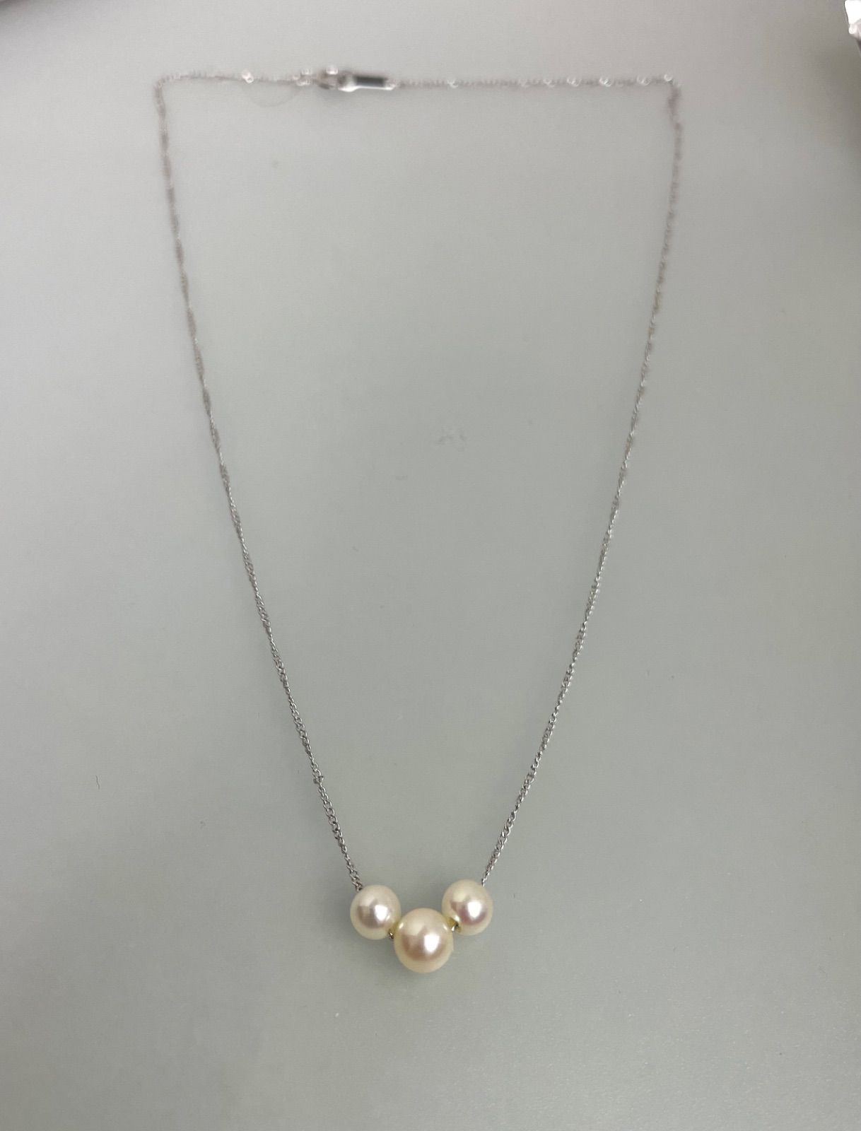 Akoya Pearl 3-row chain necklace with 5.0mm-6.0mm pearls on 40cm Silver925 silver chain